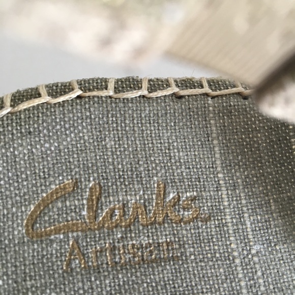 Clarks Green Leather Slingback Wedge Heels Size 8M - Picture 7 of 7